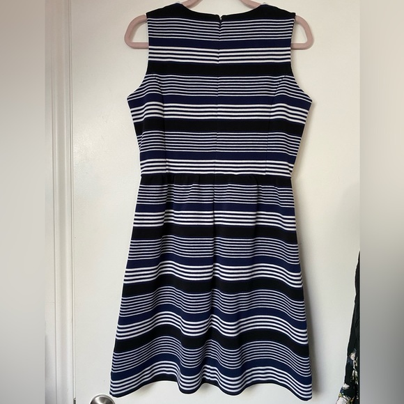 Madewell Ottoman Ridge Striped Blue White Ponte Mini Dress Sz M - Picture 4 of 6